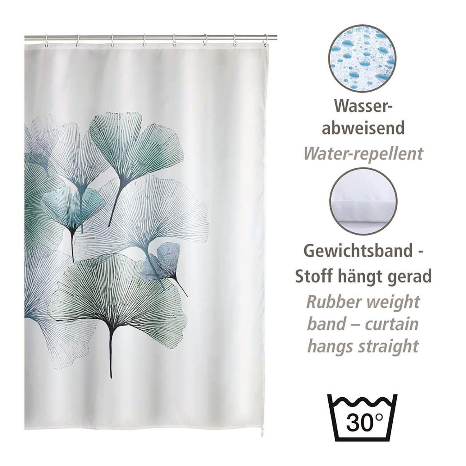 Duschvorhang Ginkgo, Anti-Schimmel