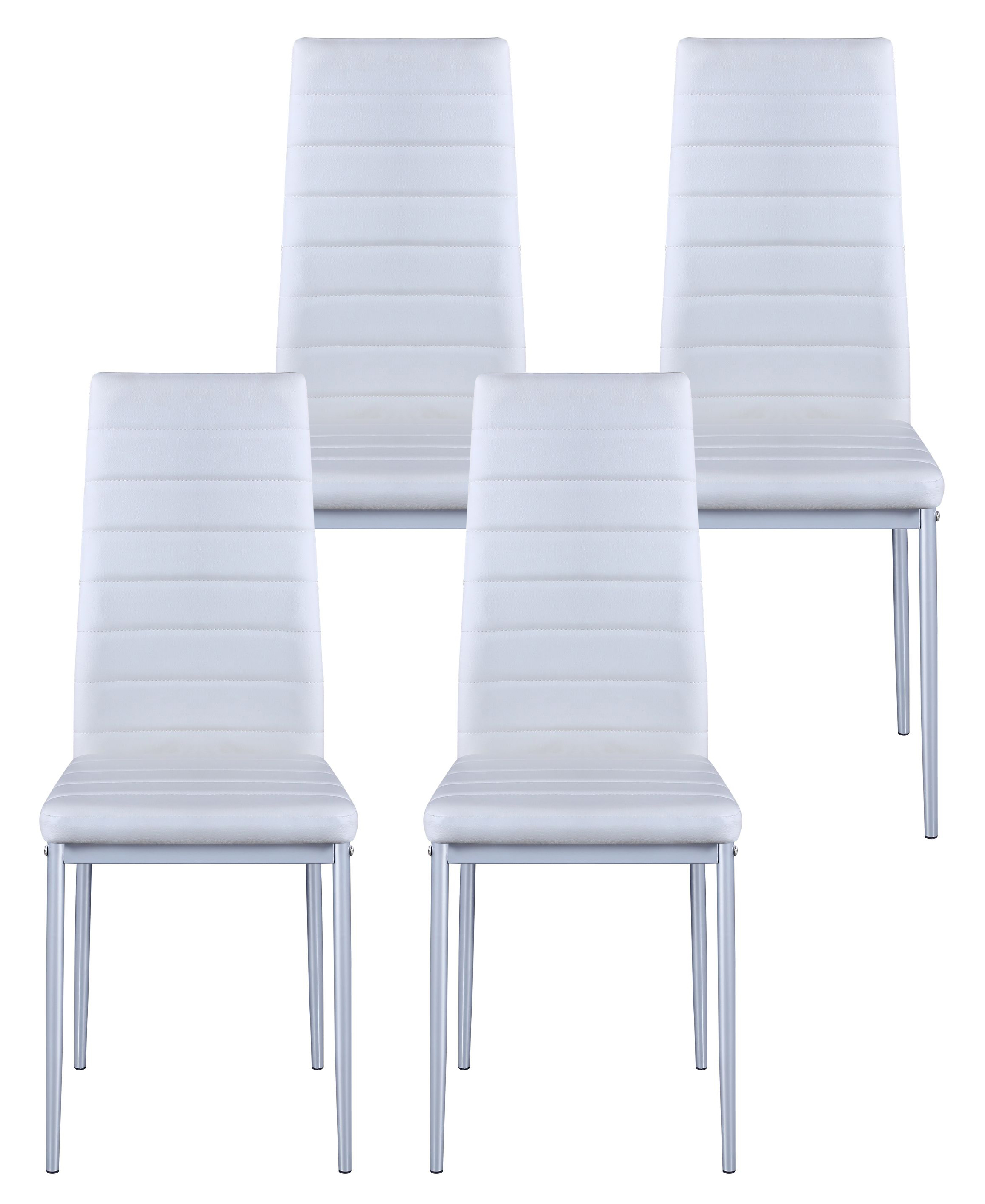Esszimmerstuhl Leder TIM 4er Set weiss