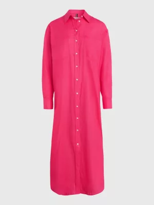 Vestido camisa maxi de voile descontraído
