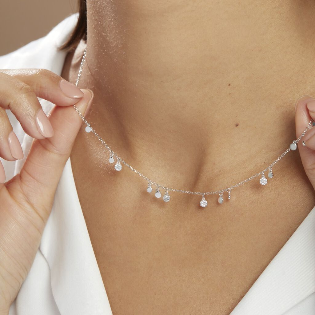 Collier Fares Argent Blanc Oxyde De Zirconium