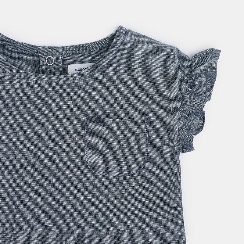 Robe sans manches bébé fille en chambray bleue Absorba Bleu