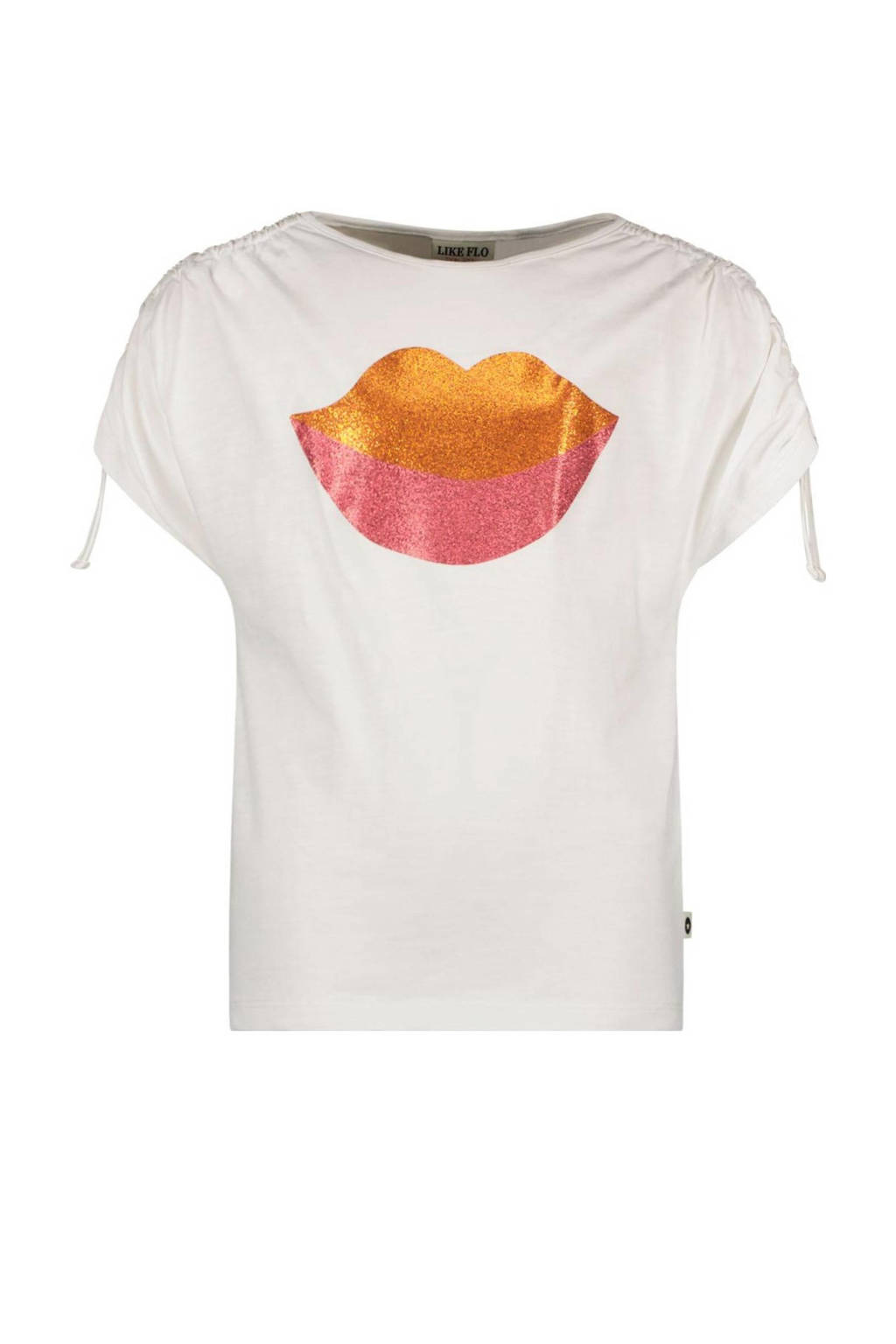Like Flo T-shirt met printopdruk wit