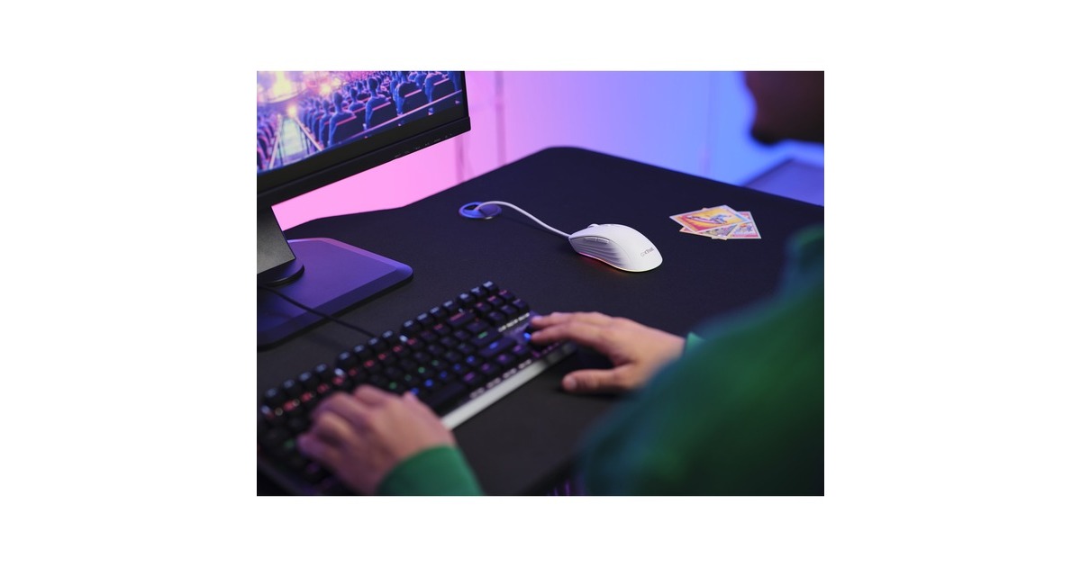 TrustGXT 924W Ybar+ gaming muis met hoogwaardige prestaties  (Wit, RGB, 25.600 dpi, Tweedekans)
