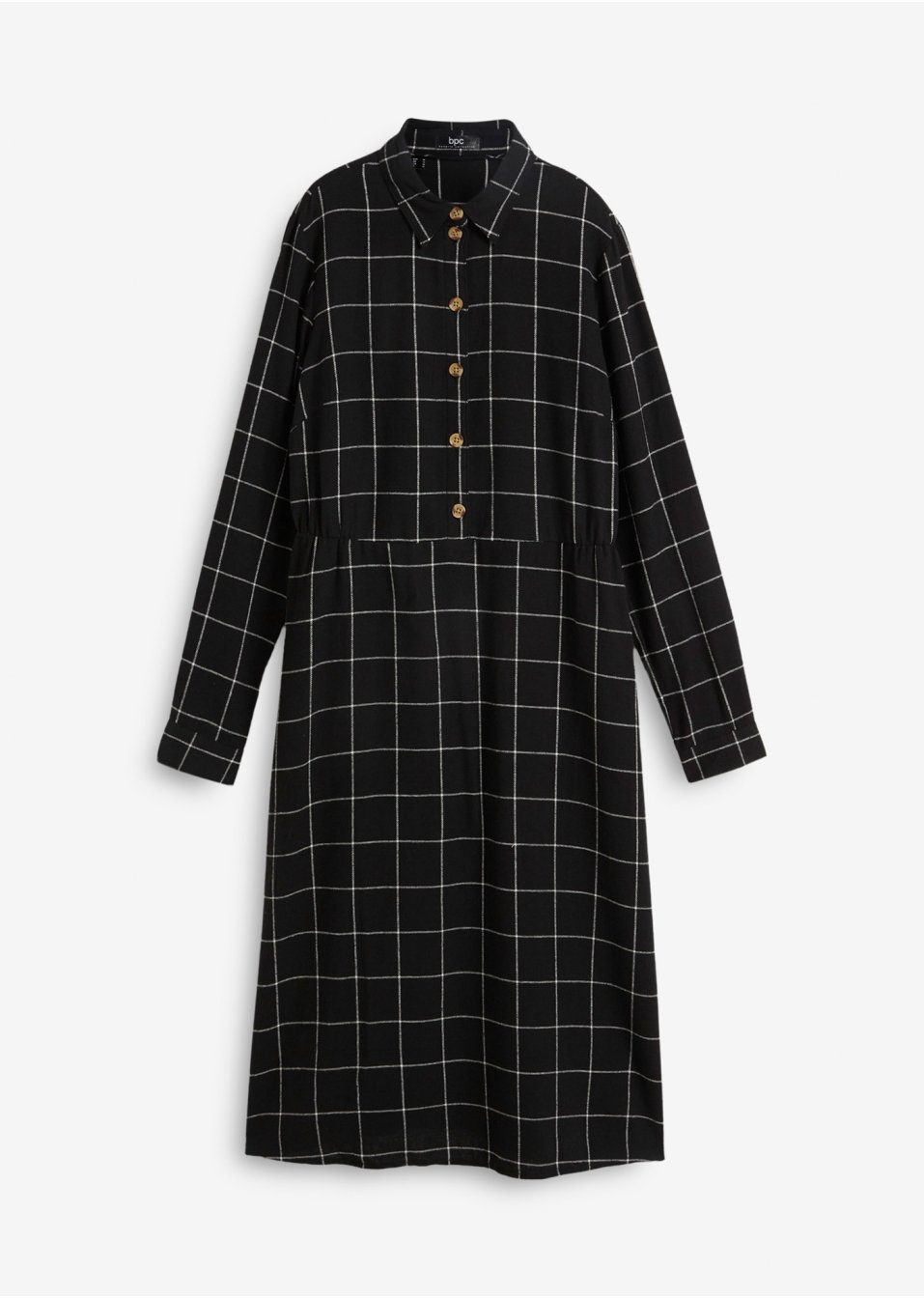 Robe-chemise en flanelle longueur midi, à carreaux