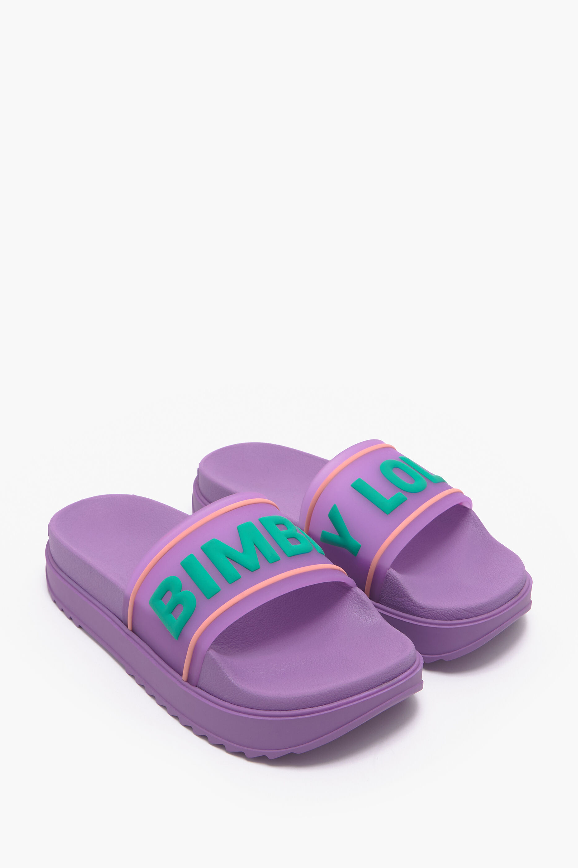 Chinelo plataforma com logo lilás