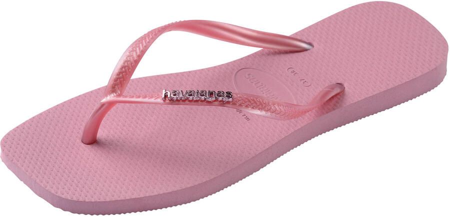 Havaianas Slim Square Logo Metallic Flip Flops Dames Roze- Dames Roze