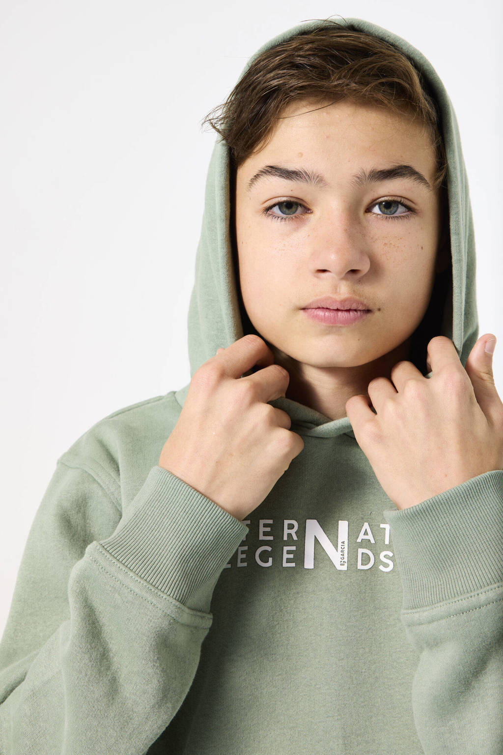 Garcia hoodie met tekst mintgroen