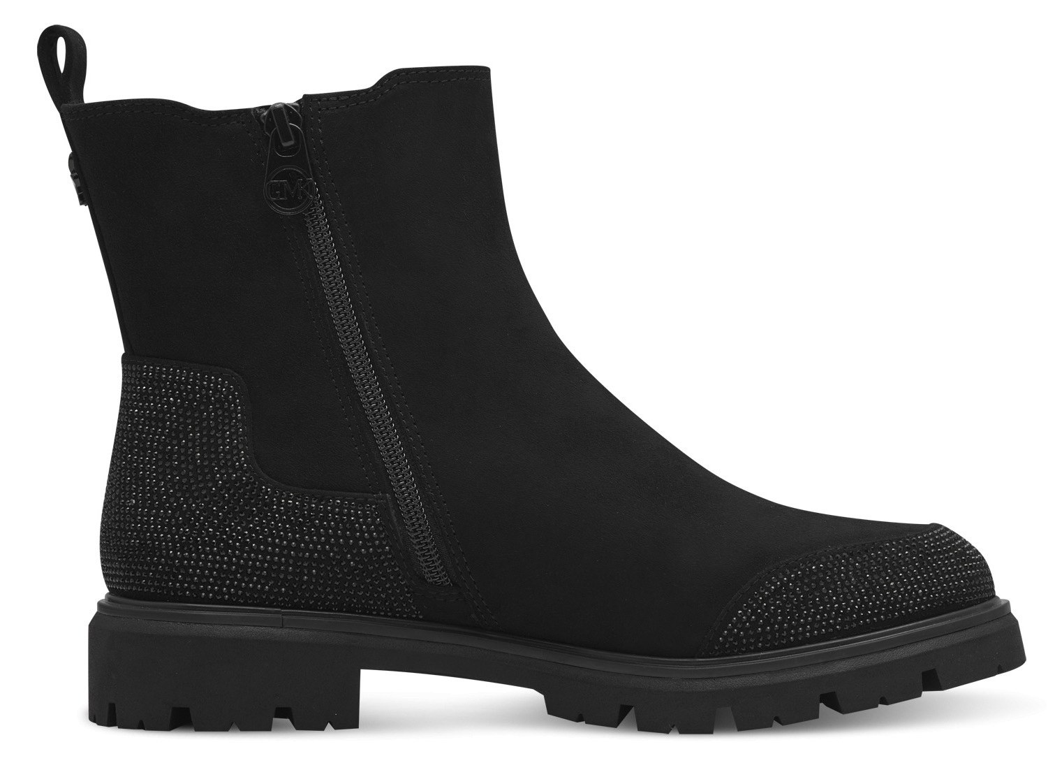 MARCO TOZZI by GMK Chelseaboots »BELLO«  , Blockabsatz, Stiefelette, Boots mit funkelnden Strasssteinen