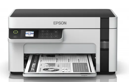 Epson EcoTank ET-M2120 - Multifunktionsprinter - S/H - blækprinter - A4/Legal (medie) - op til 15 spm (udskriver) - 150 ark - USB, Wi-Fi - hvid