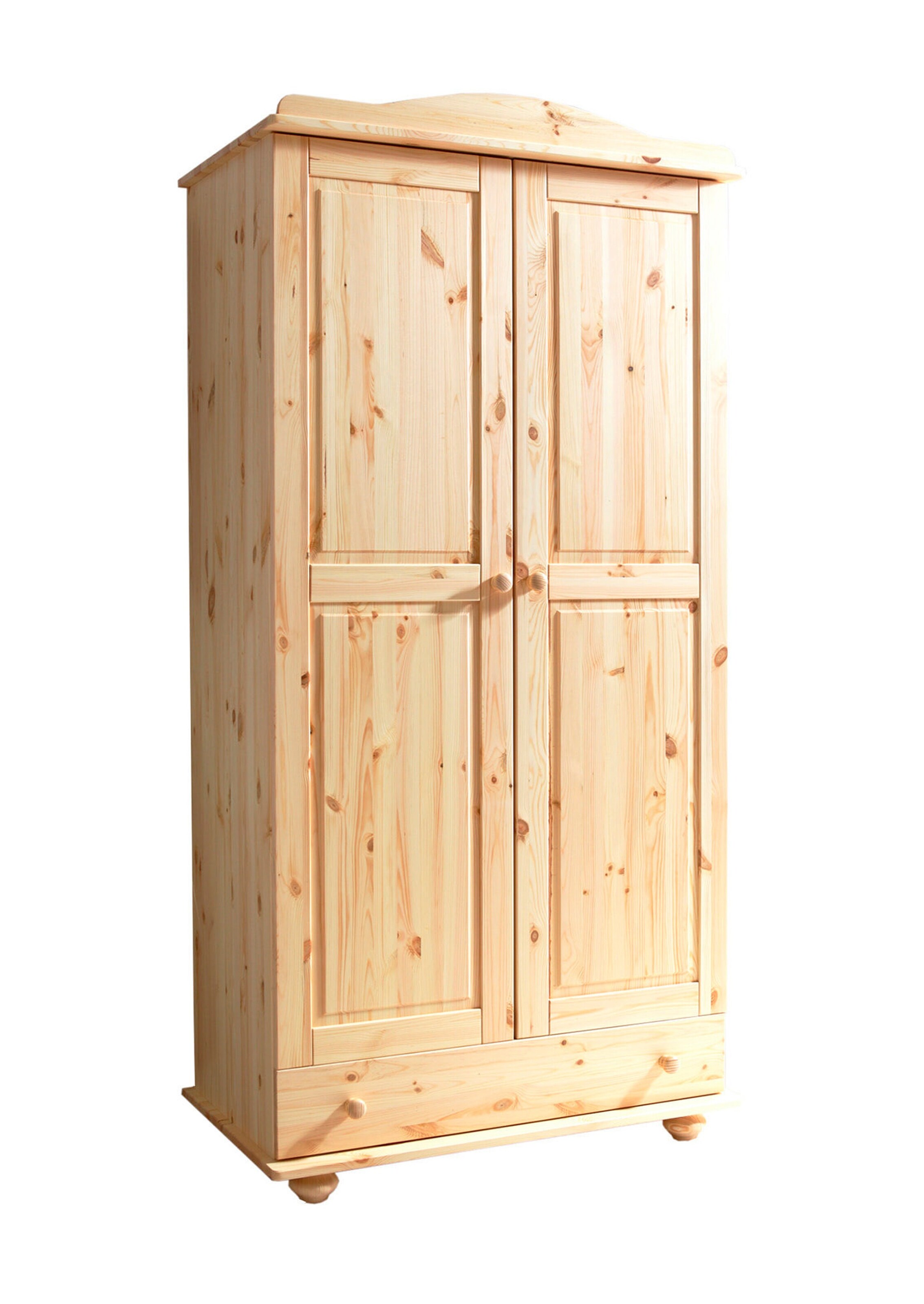 Ticaa Kleiderschrank 2-türig Adam Kiefer massiv Natur