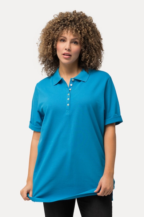Poloshirt, Piqué, Polokragen, Samt-Knopfleiste, Halbarm