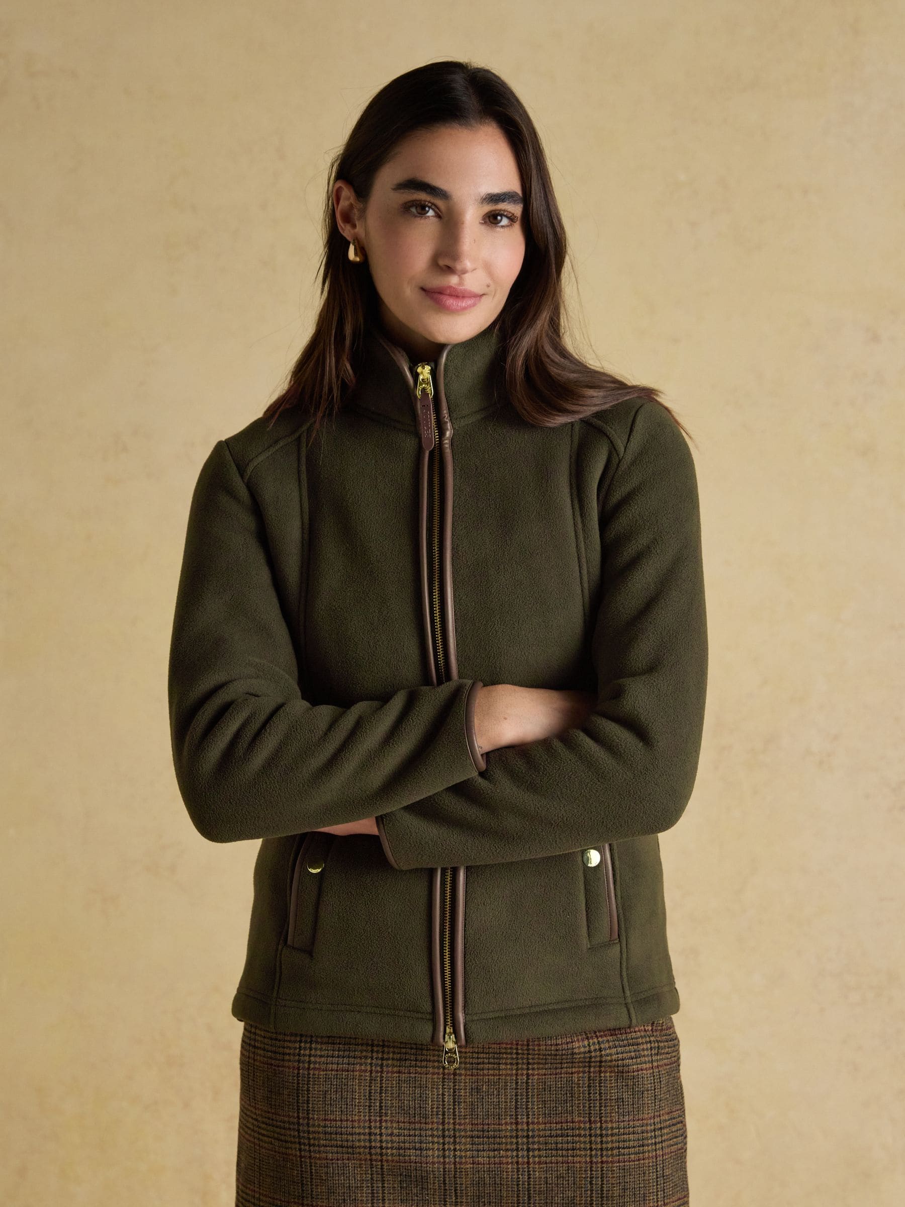 Groen - Heritage fleece met doorlopende rits