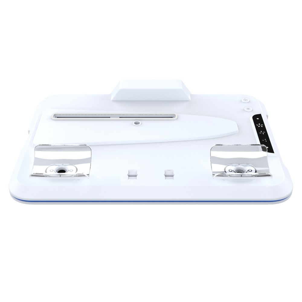 Sony PlayStation PS5 Slim Halterung mit Lüfter und 2x Controller Dual Ladestation   3x USB A Anschluss / Headset Halterung und RGB - Weiss