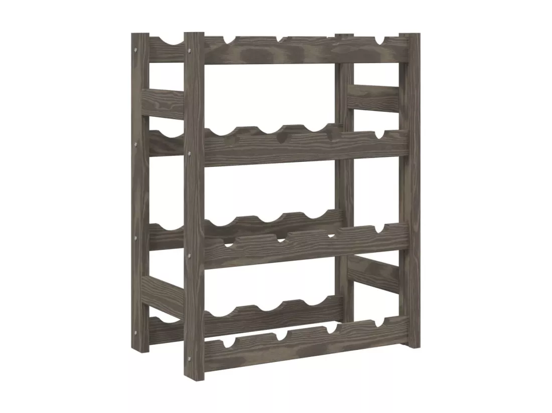Casier à bouteilles pour 16 bouteilles gris bois pin solide