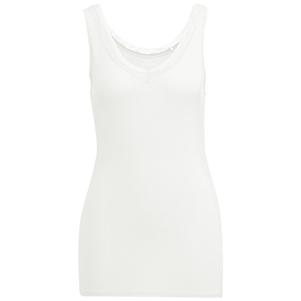 Gina Benotti 2 Damen Unterhemden mit Spitze weiss / rosa