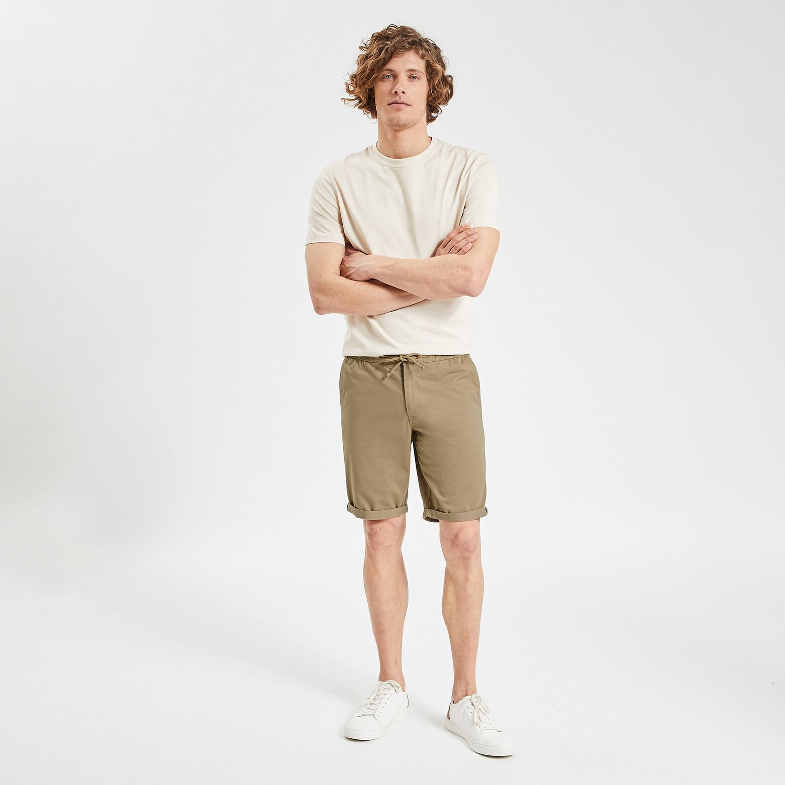Bermuda chino taille élastiquée Camel