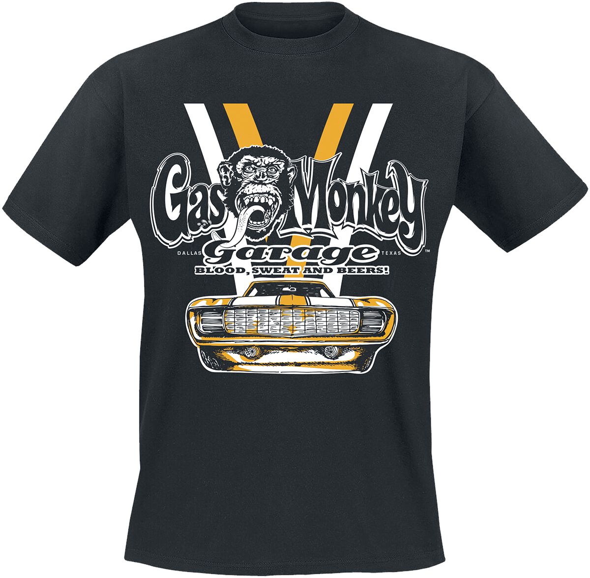 Voiture Blanche & Jaune | Gas Monkey Garage T-Shirt Manches courtes