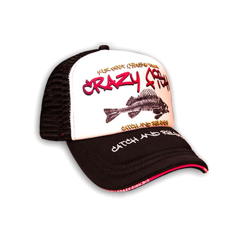 Casquette Homme Crazy Fish Trucker Bones - Blanc/Noir