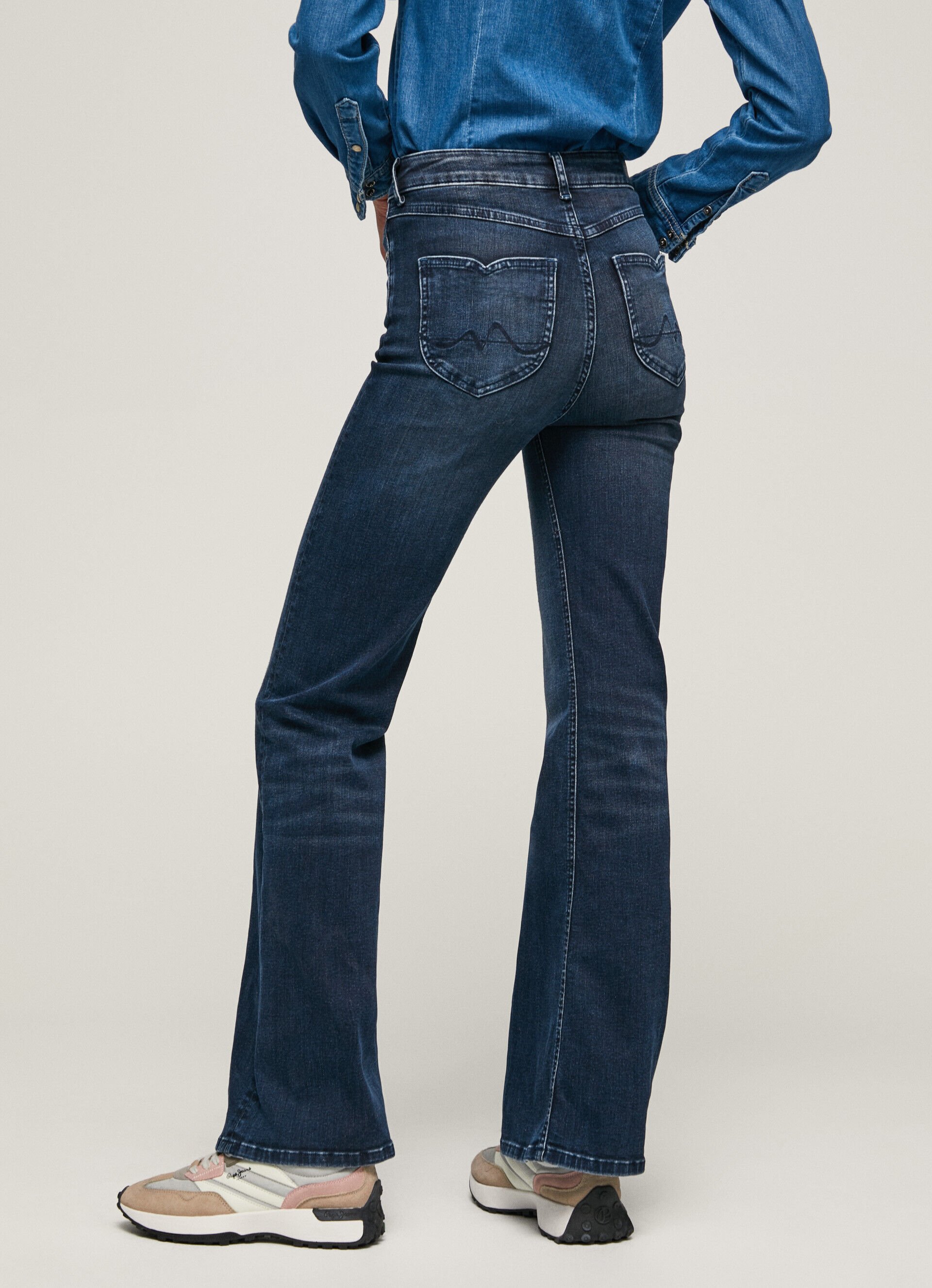 Calça jeans Willa Fit Flare de cintura alta - jeans