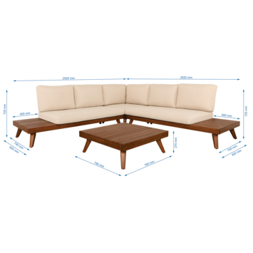 KARWEI loungeset Bordeaux walnut hout