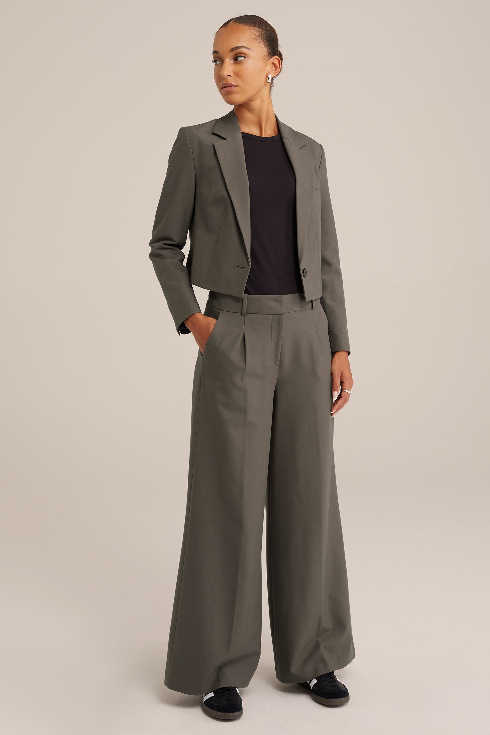 cropped blazer WE Fashion Grijsgroen