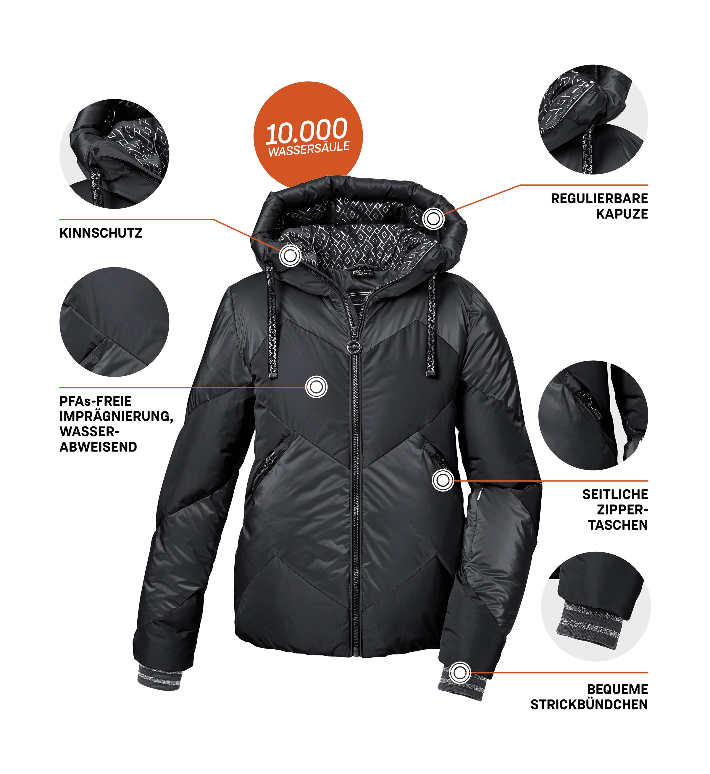 Killtec Skijacke »KSW 100 WMN SKI QLTD JCKT« Winddichte, wasserabweisende Damenjacke mit abnehmbarem Schneefang