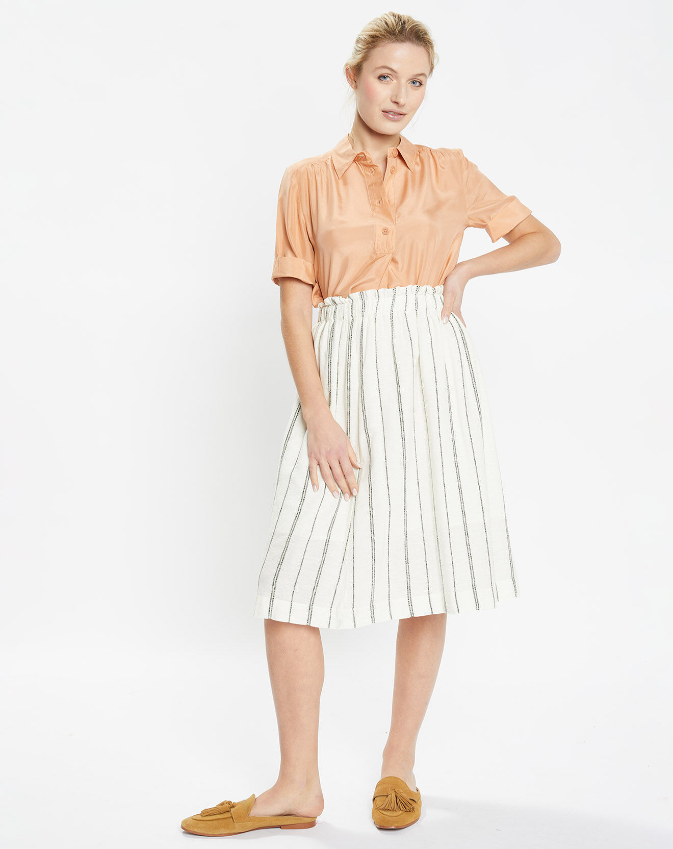 Jodhpur Top Malibu 100% Soie saumon clair