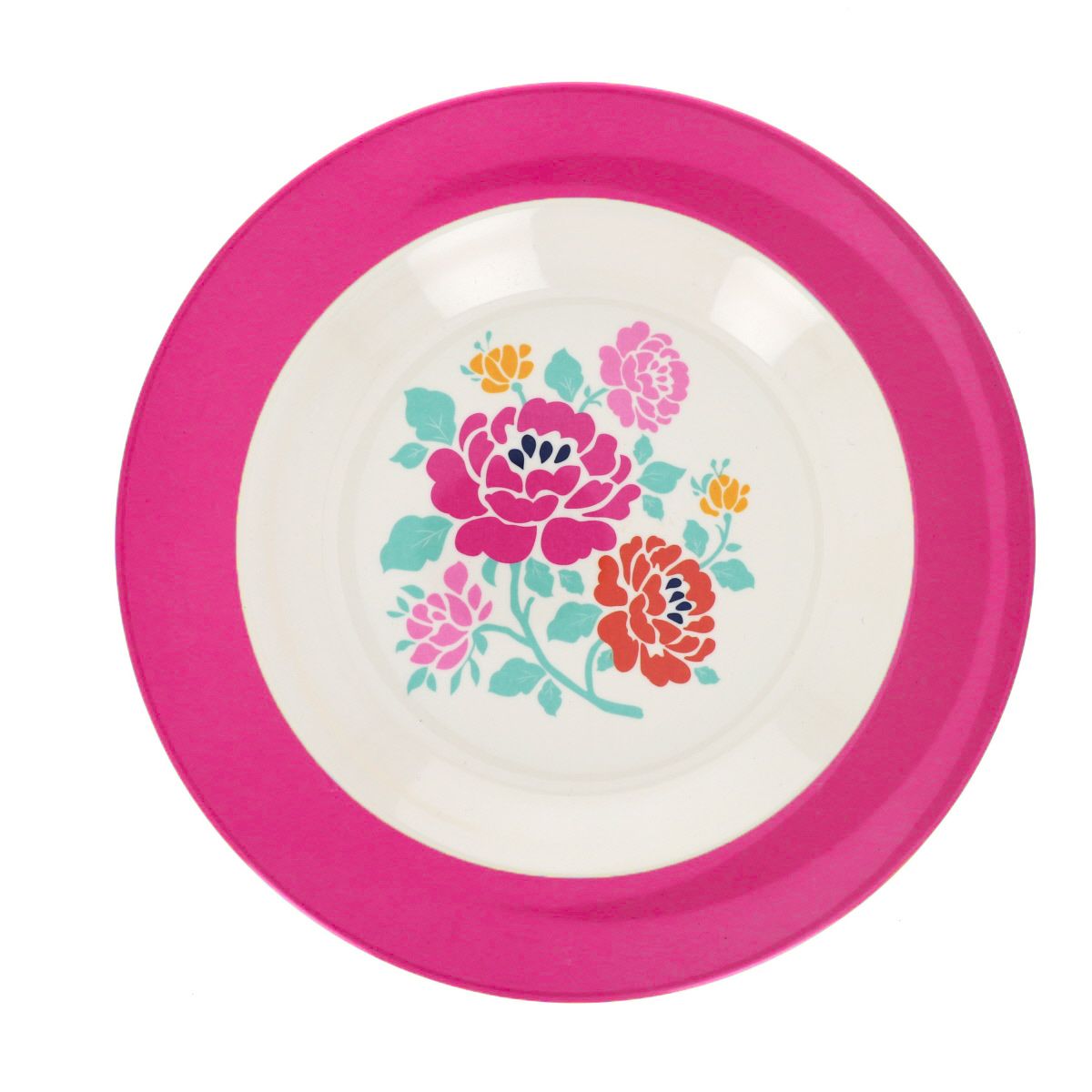 Assiette en mélamine à fleurs roses Datcha Jolie saison