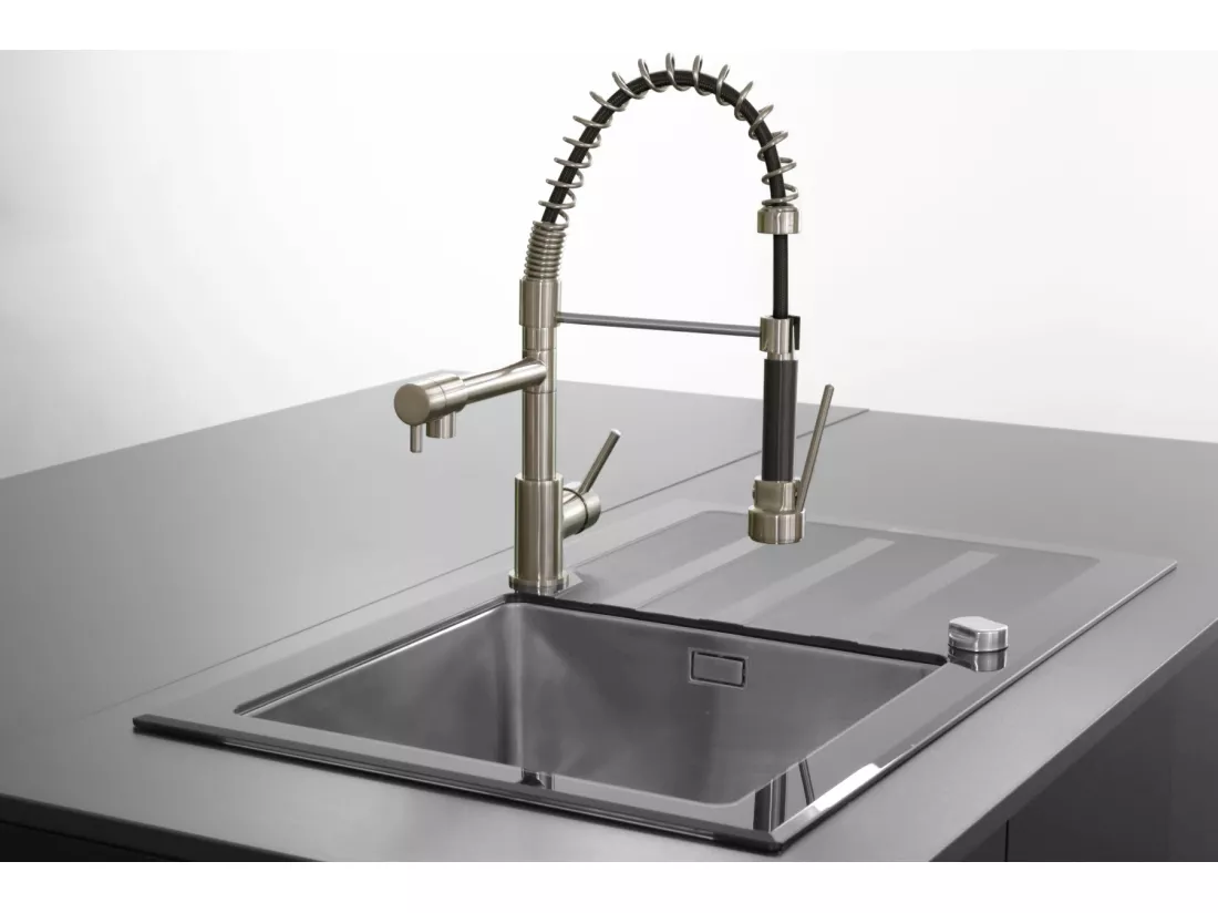 Big Pro mitigeur évier à douchette mobile façon inox - Essebagno