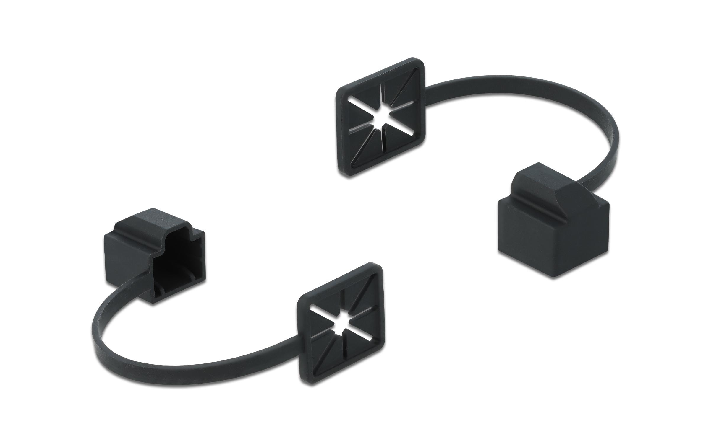 Blindstecker/Staubschutz RJ45, mit Befestigungsclip 1 StückDelock Staubschutz für RJ45 Stecker mit Befestigungsclip schwarz