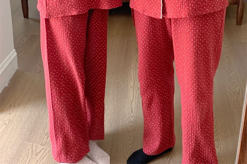Sadelle - Koppel bijpassende pyjamatop / jurk / set met lange mouwen en stippen