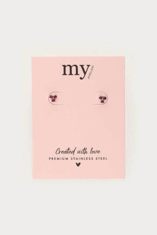 Studs met roze triple strass