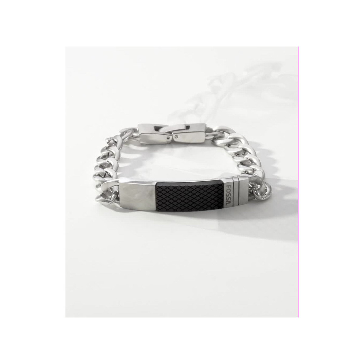 Bracelet FOSSIL acier inoxydable résine noire 20,5 cm