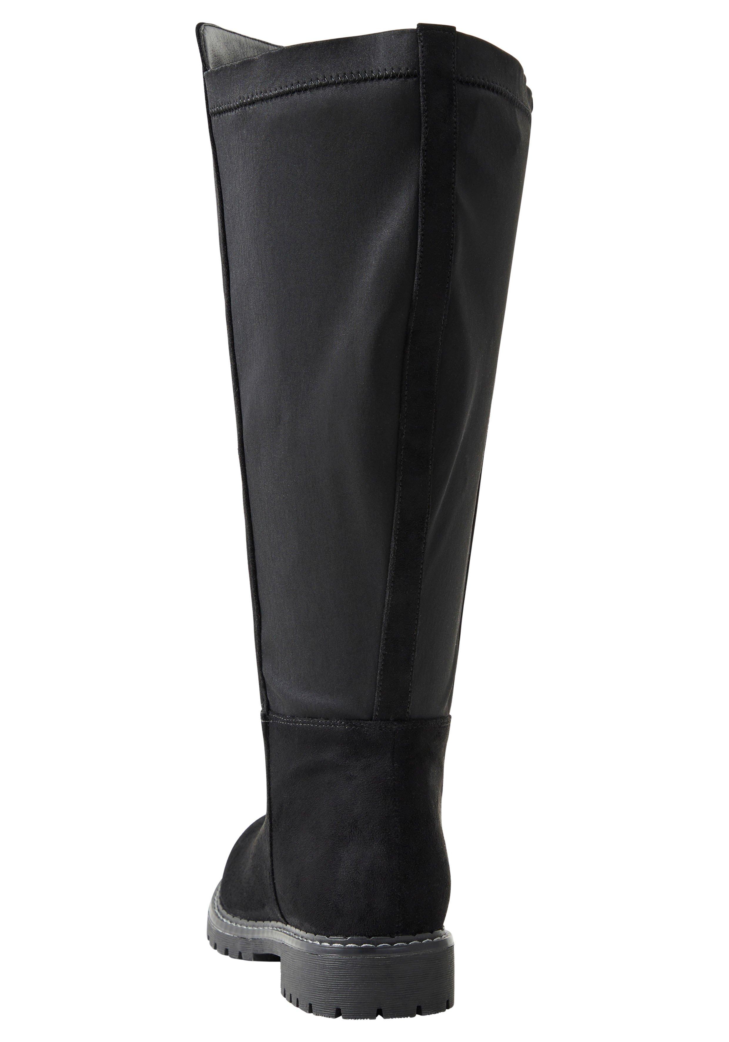 Weitschaftstiefel mit Stretcheinsatz, in Wildleder-Optik