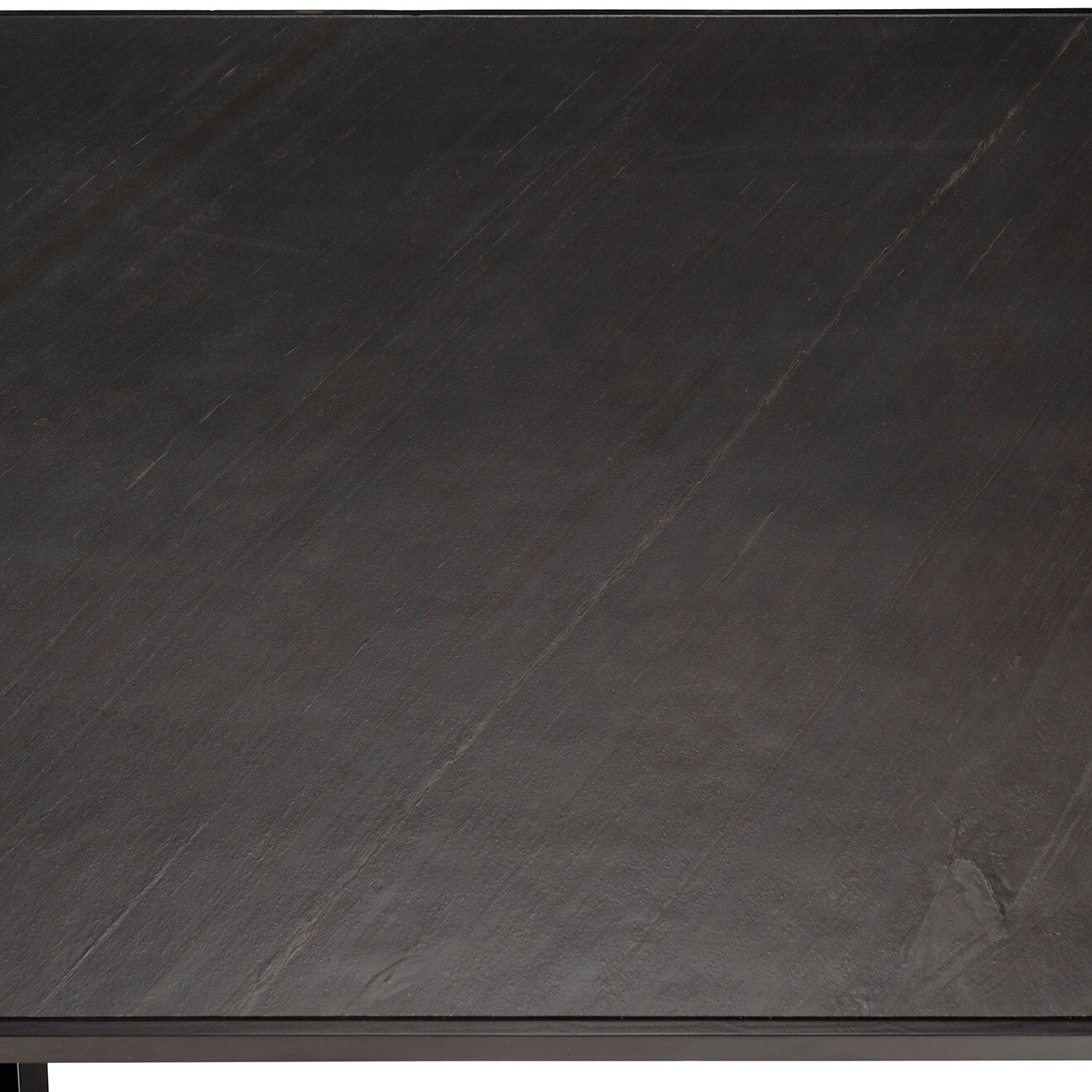 Macabane Table à manger plateau effet pierre Basile noire - 220x110x76 cm