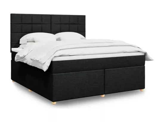 Sommier à lattes de lit avec matelas Noir 180x200 cm Tissu