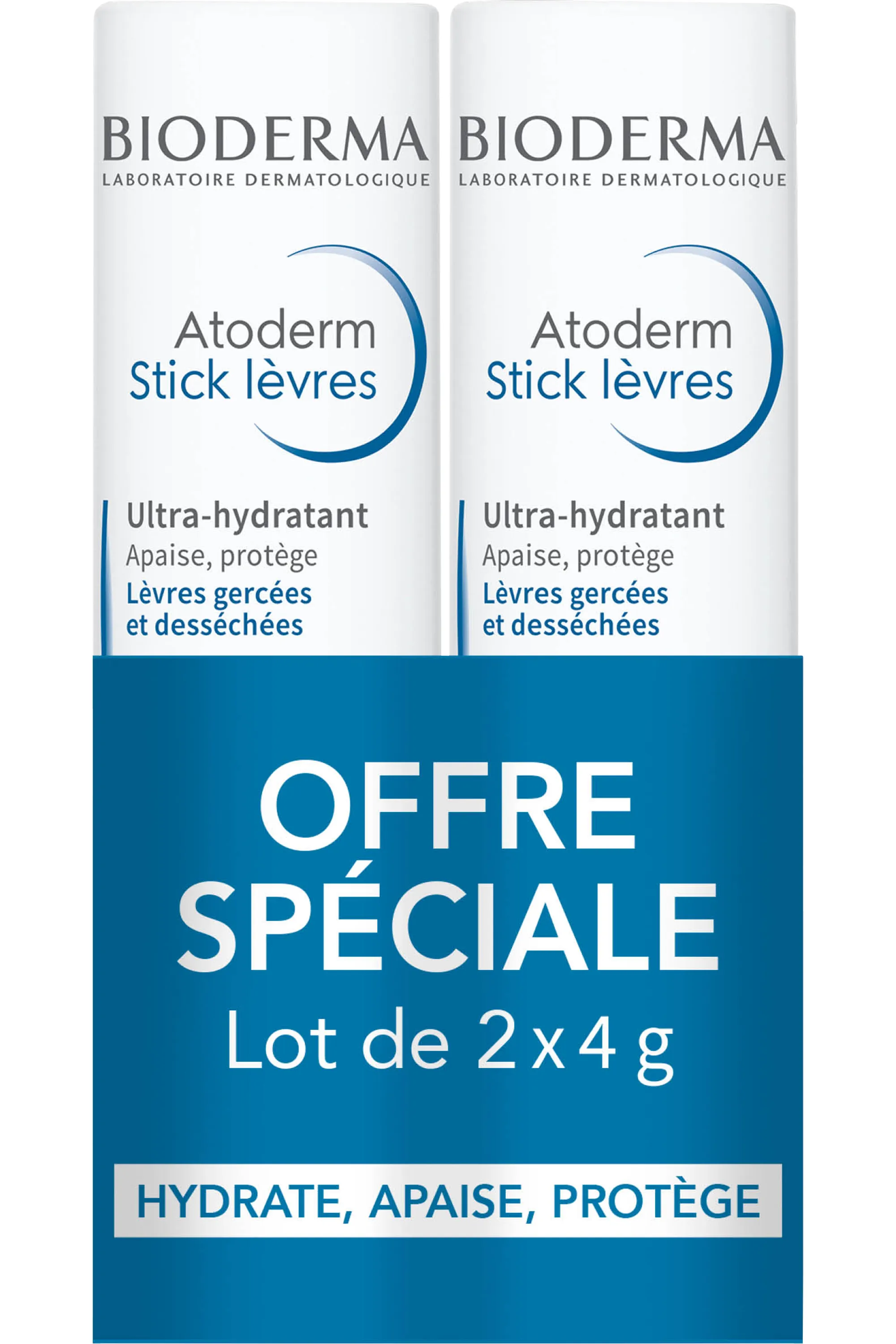 Bioderma Lot de 2 stick lèvres Atoderm-8 g