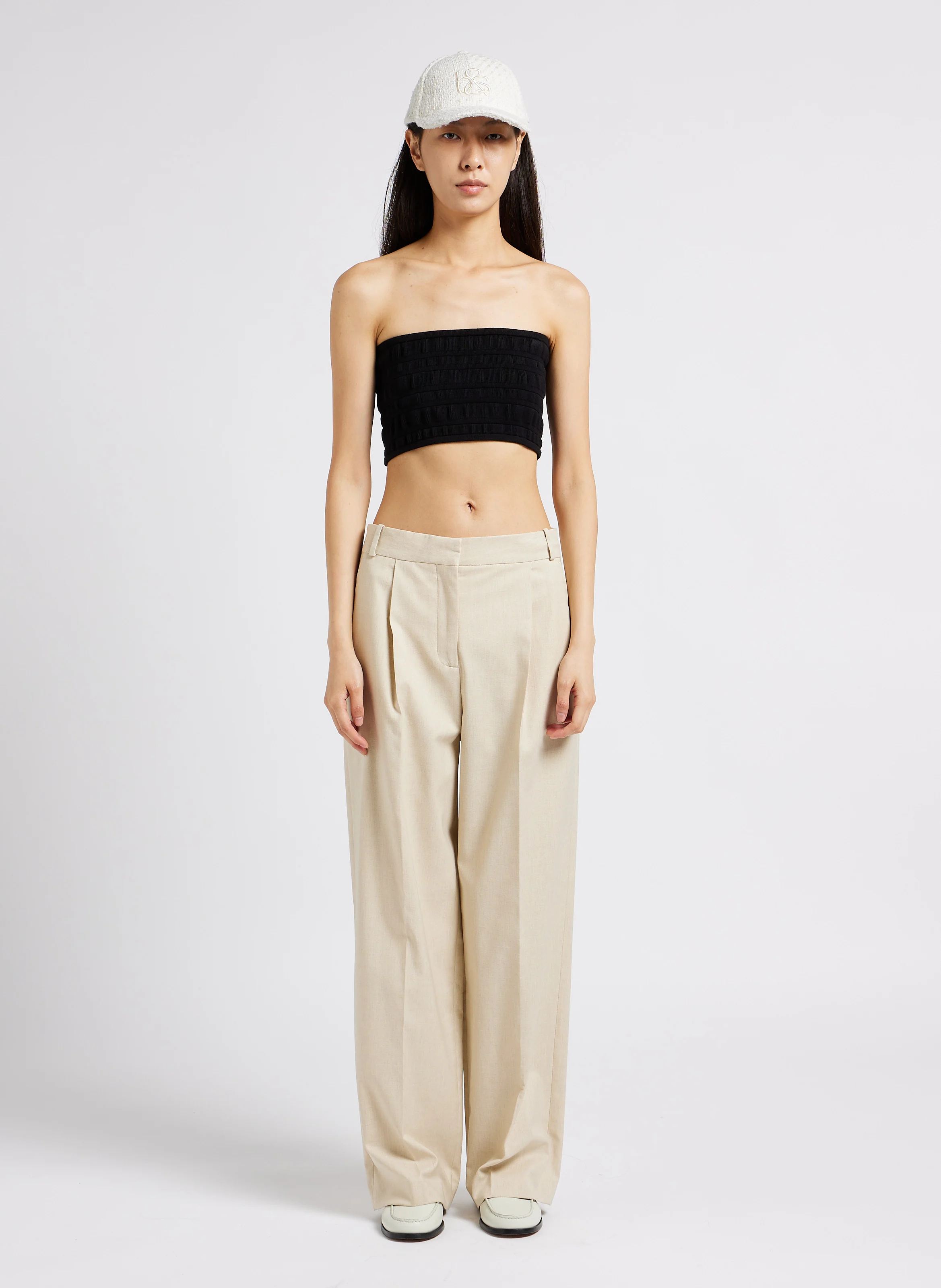 JONA - Pantalon large à pinces | Beige