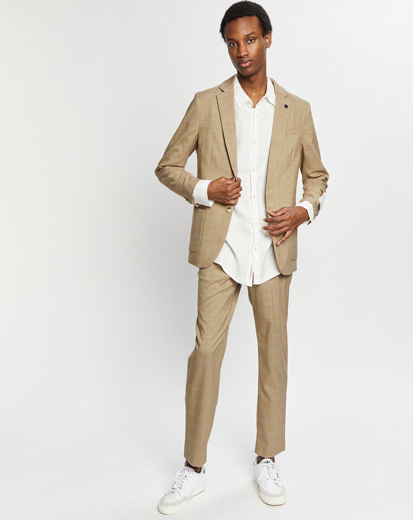 Scotch & Soda Blazer ajusté à carreaux marron/beige