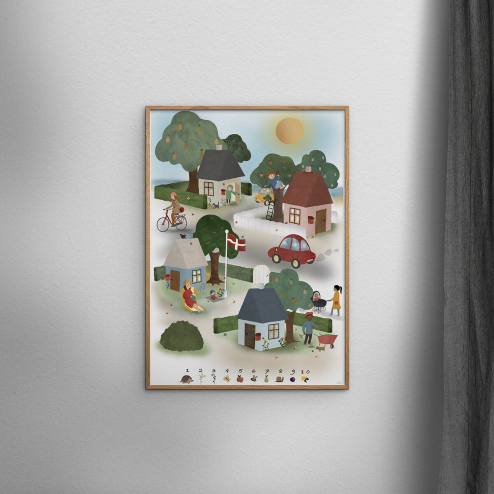 Køb Poster & Frame Willero Illustration - Lille By