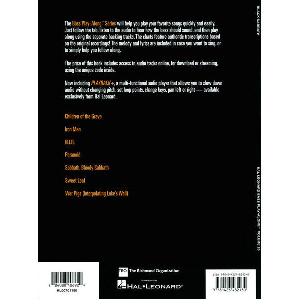 Hal Leonard Black Sabbath Bass Play-Along