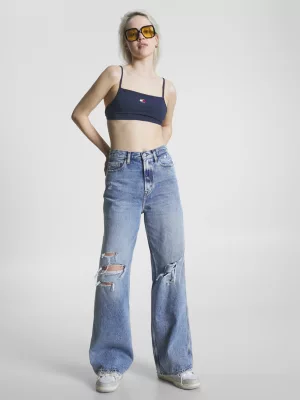 Top cropped ultra com amarração nas costas e distintivo