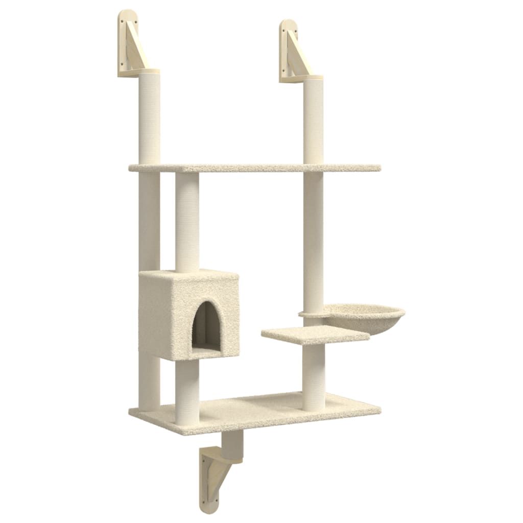 Arranhador de parede para gatos vidaXL, cor creme, 153 cm