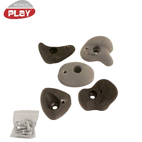 NORDIC PLAY 5 klatresten i polyresin - sort/grå
