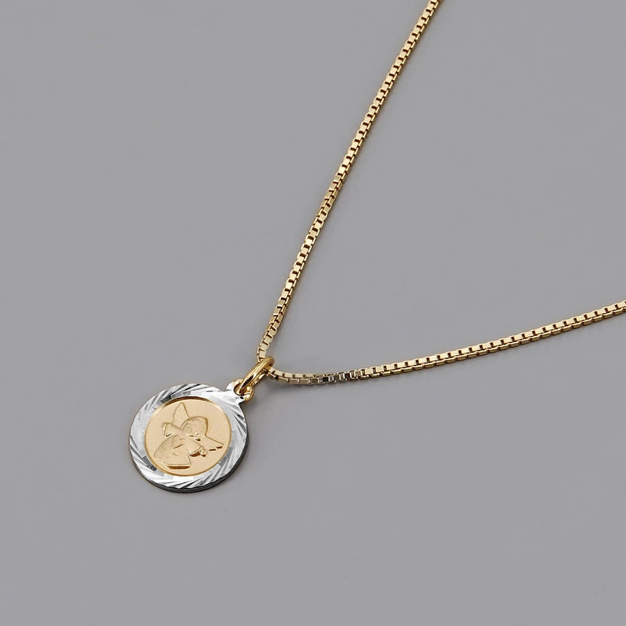 trendor Schutzengel-Anhänger 585 Gold bicolor mit vergoldeter Halskette bicolor