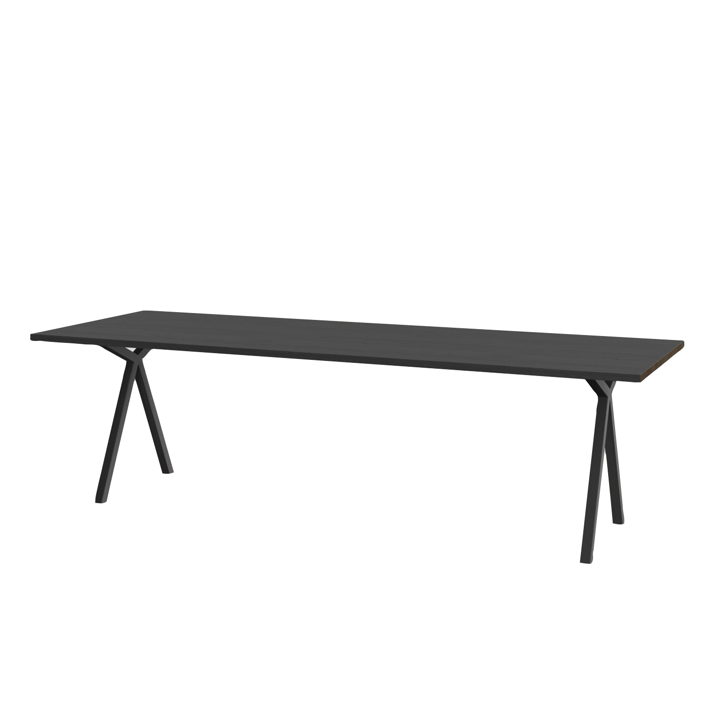 Studio HENK tafel Slim X-type Rechthoekig - zwart frame, zwarte beits 220 x 90 | Zwarte Beits | Rechte Rand | Frame Zwart