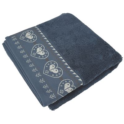 Linge de toilette motif cœur - 450 g/m²