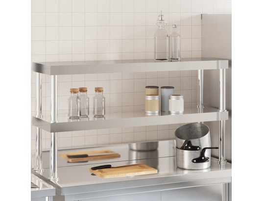 VIDAXL - Mobilier bar et restaurant étagère de table de travail à 2 niveaux 110x30x65 cm inox