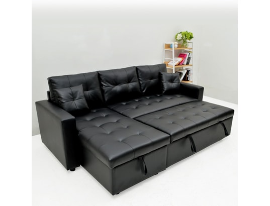 INTENSEDECO - Canapé d'angle convertible cuero noir