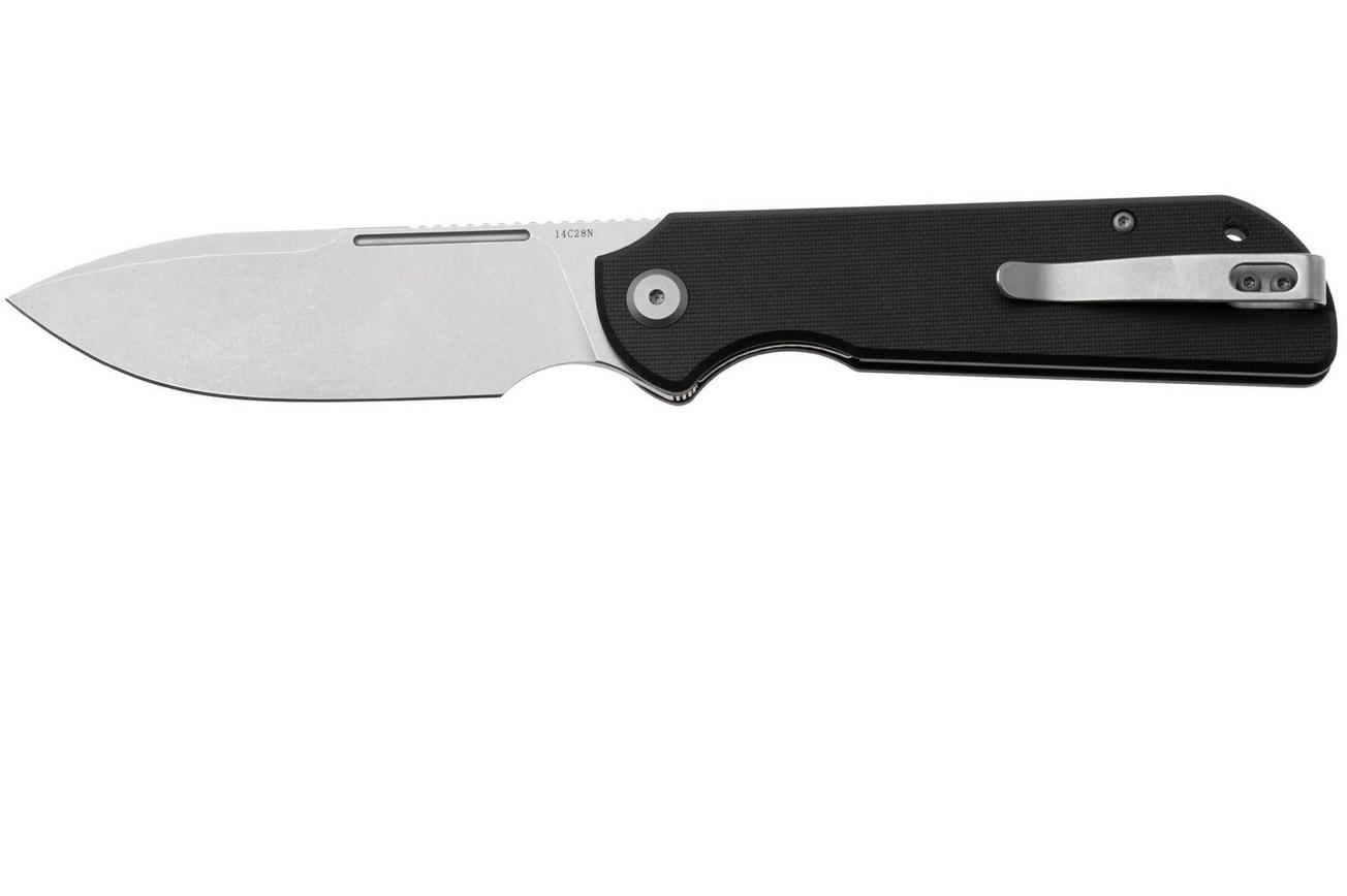 Eutektik Binary BIN-BSW-L Stonewashed 14C28N, Black G10, linkshandig zakmes